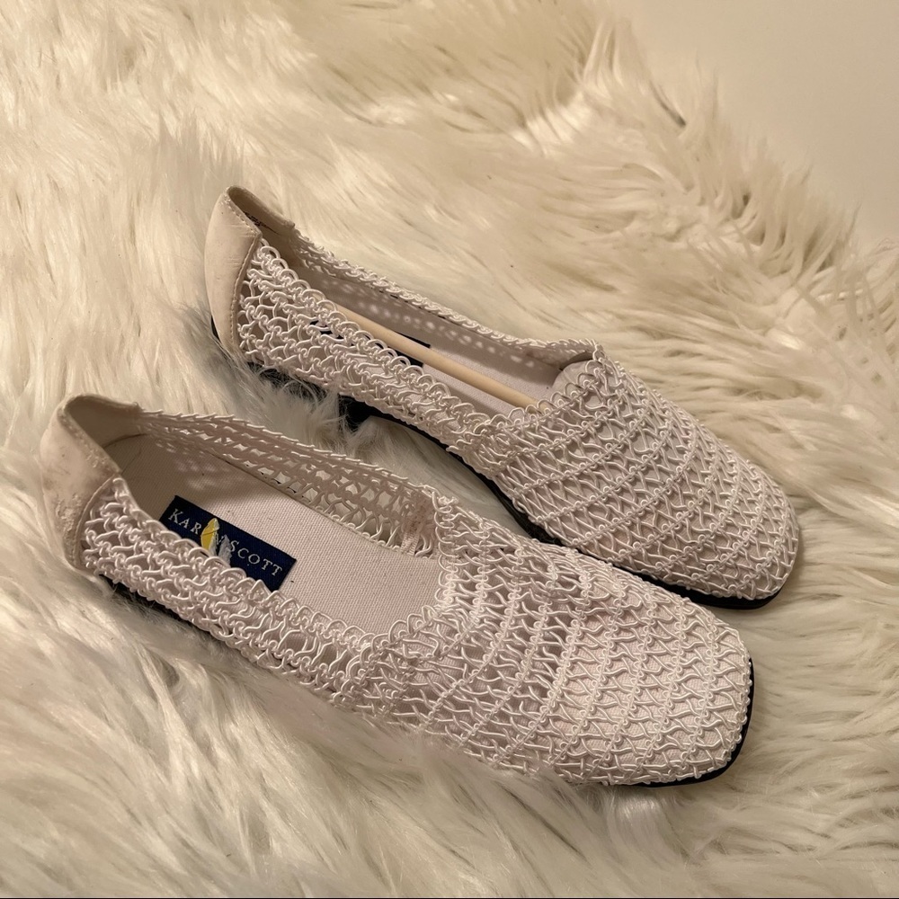 Karen Scott Women's Size 7 Square Toe Slip On Shoes White Straw